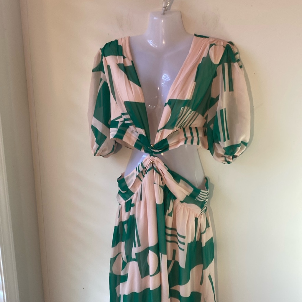Showpo Green And Blush Cutout Maxi Dress